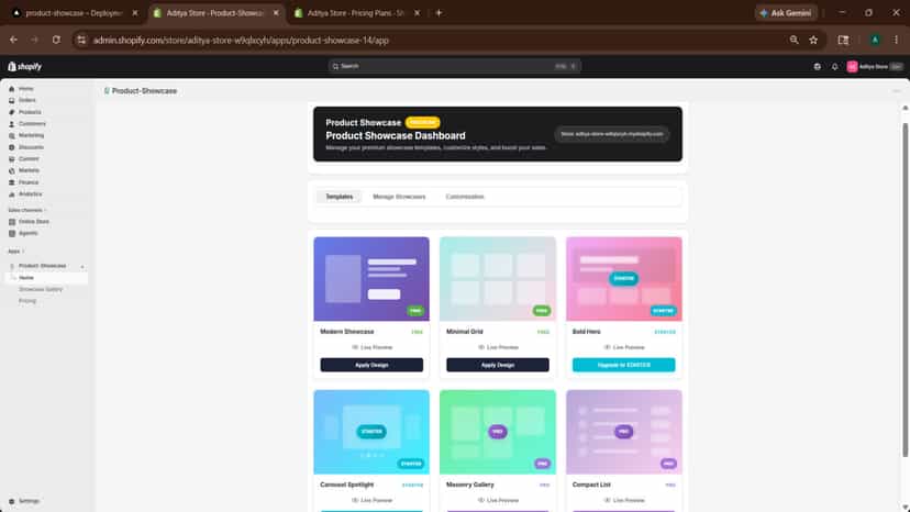 Product-Showcase Home page