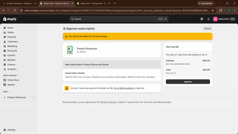 Payment approval page
