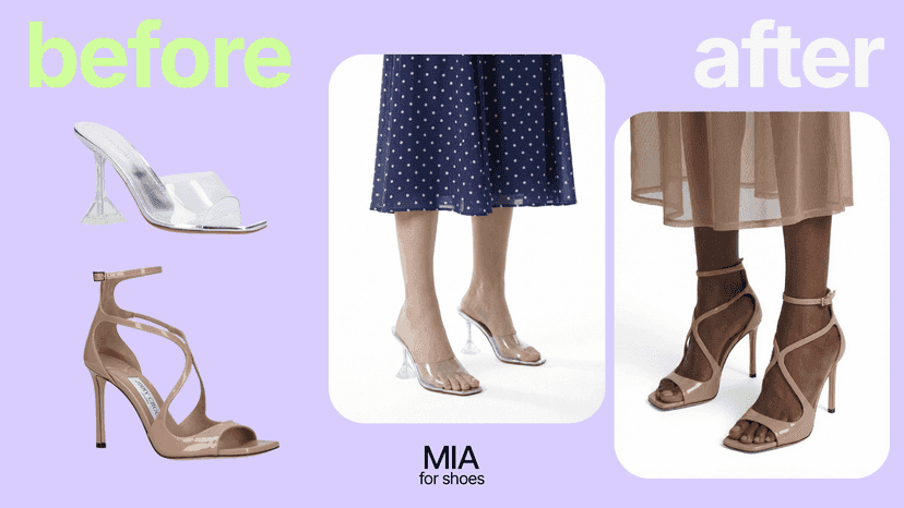 Before and after multiple garments to on-model looks