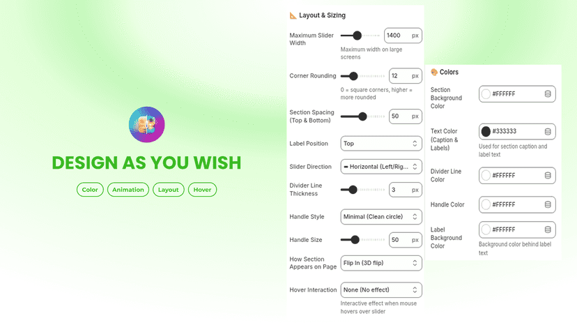 Pro - Before|After Image: Advanced Customization Settings