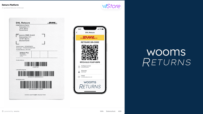 DHL-Label oder DHL-QR-Code OnlineShop Retoure