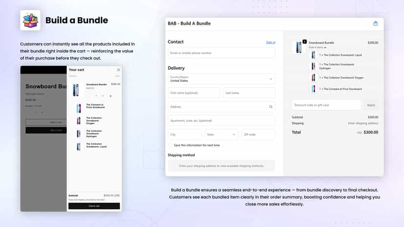 Cart and checkout bundle view