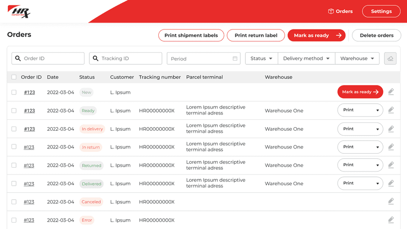 View all orders in one place, filter, sort or do massive events.
