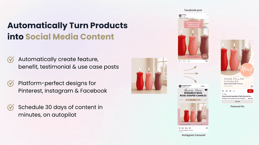 Design Instantly showing automated social media content creation