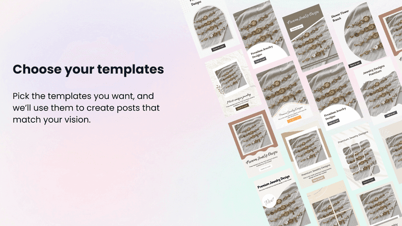 Design Instantly template selection for social post designs
