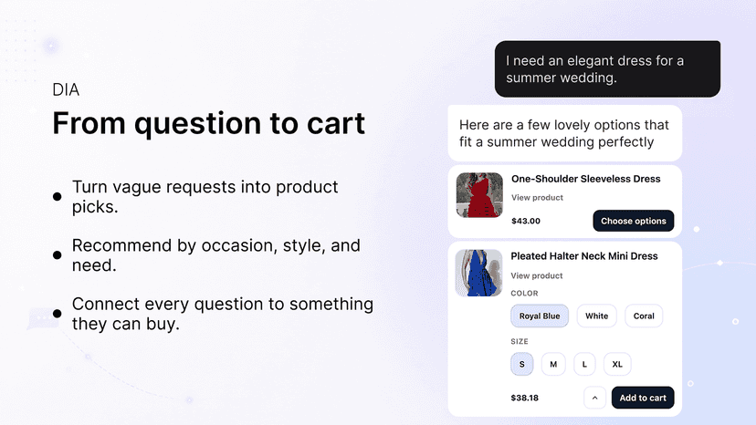 Dia AI Chatbot helps you sell more by recommending products