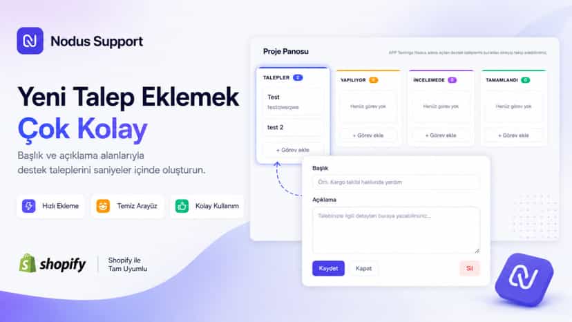 Talep detaylarını başlık ve açıklama ile düzenleyin.