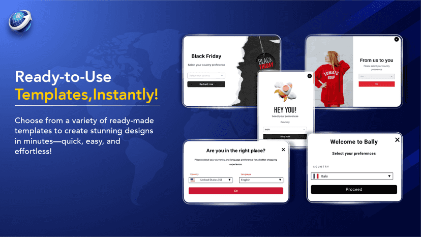 Customizable geo currency switcher popups
