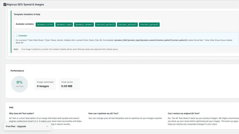 View of Performance and FAQ