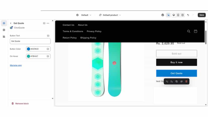 Button preview with customisation