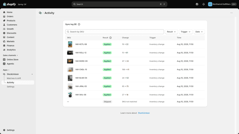 Sync log with before and after counts for every write