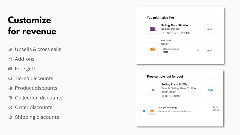 checkout customizations for revenue