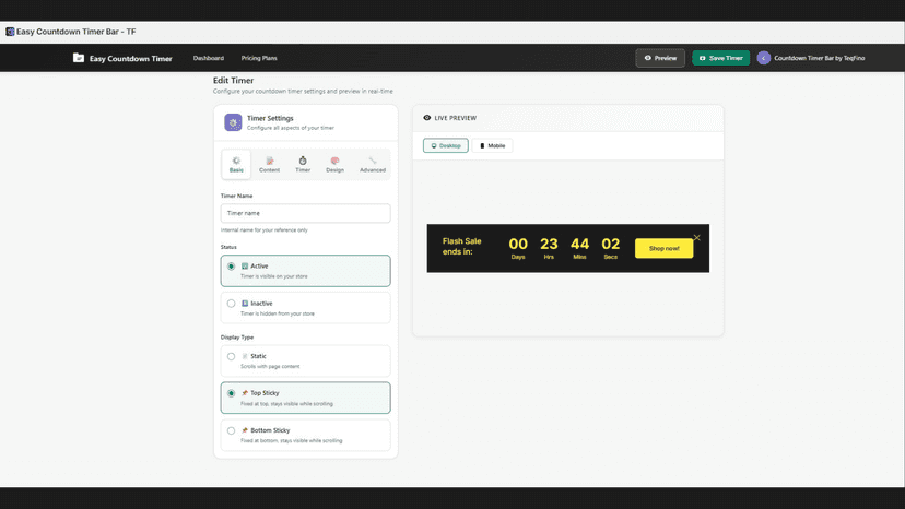 Mobile-responsive timer bars
