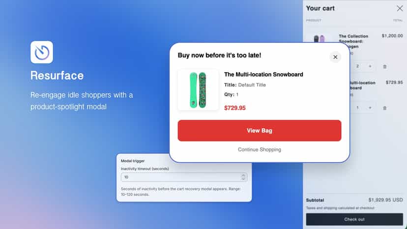 Cart Recovary modal