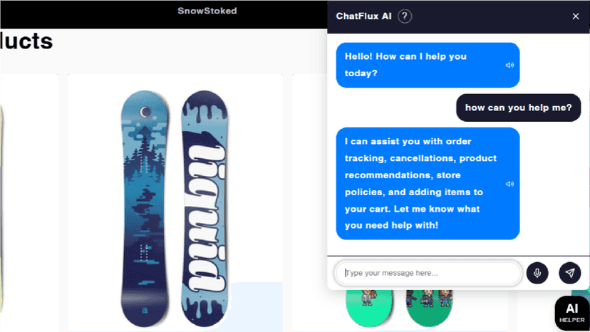 Chatbot explains support features like orders and cancellations