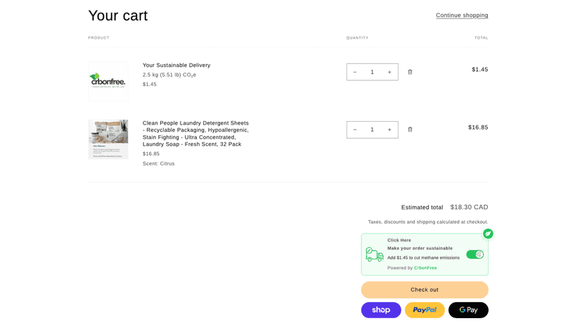 Cart view