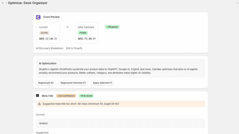 Optimize page with projected score before applying