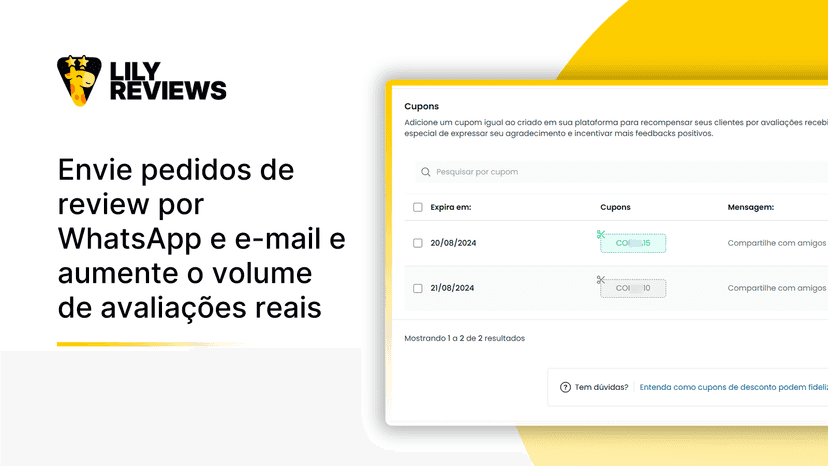 Peça avaliações via e-mail