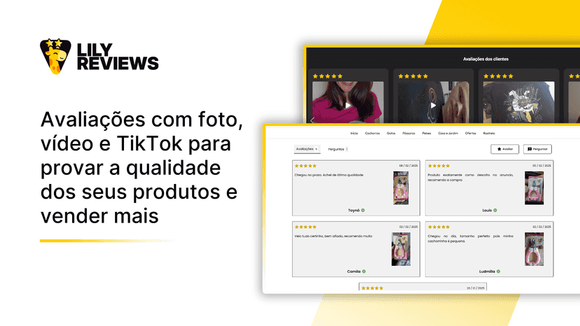 Avaliações com foto e vídeo para validar seus produtos e vender