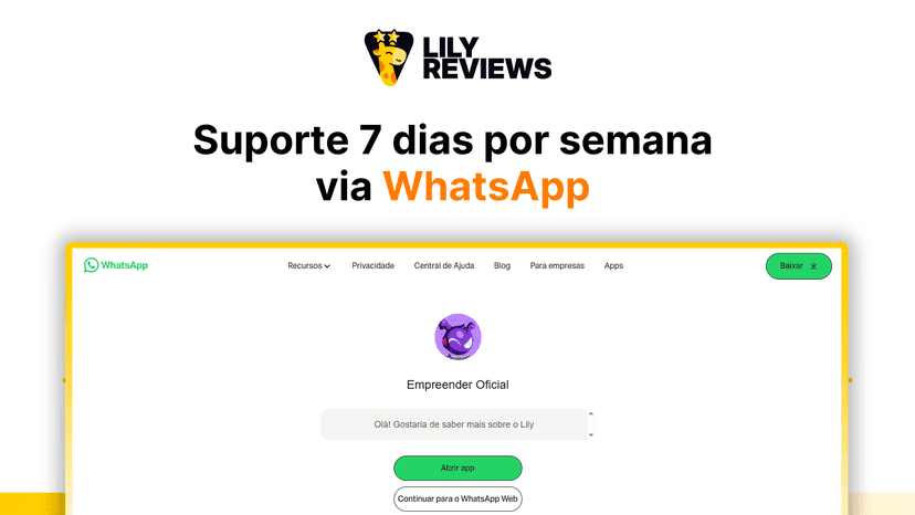 Suporte 7 dias por semana via WhatsApp