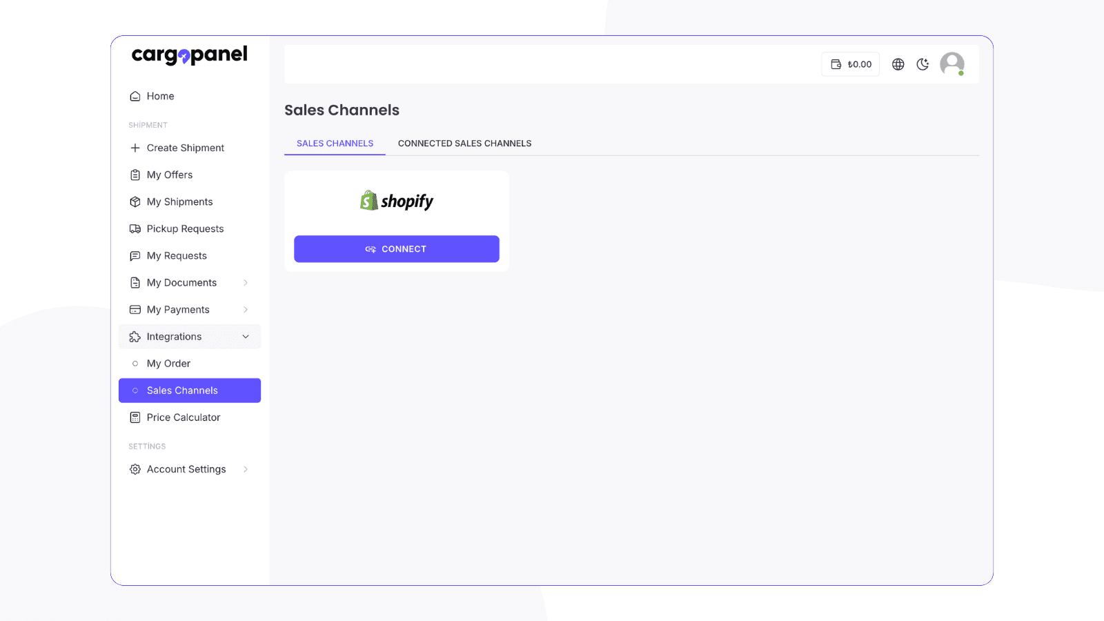 Connect Shopify, manage orders, and create shipments easily.