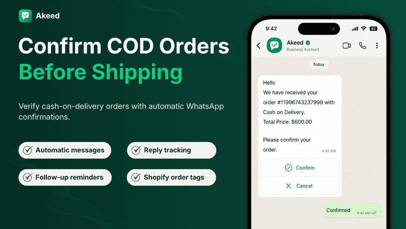 Confirm COD orders on WhatsApp before shipping with Akeed