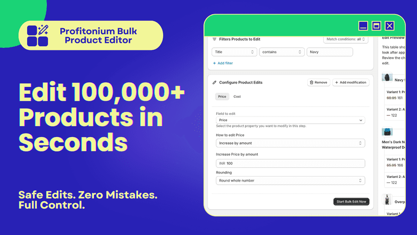 Profitonium Bulk Product Edit Can Edit 1000s of Shopify Products