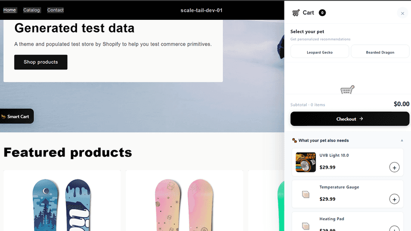 Storefront species selector floating button for pet stores