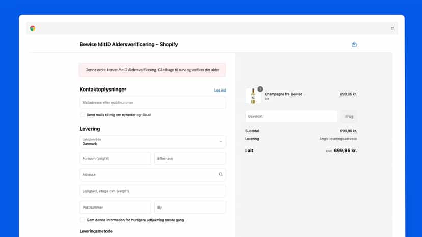 MitID Alderstjek ved checkout