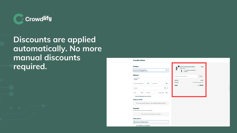 Discounts are applied automatically. No more manual discounts