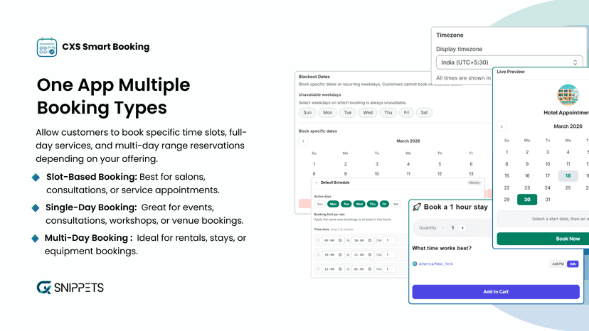 One App Multiple Booking Types