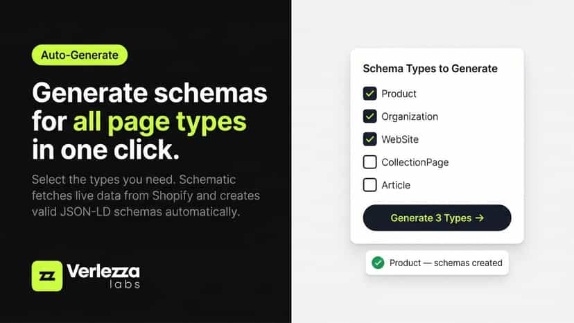Generate schemas for your entire store in one click