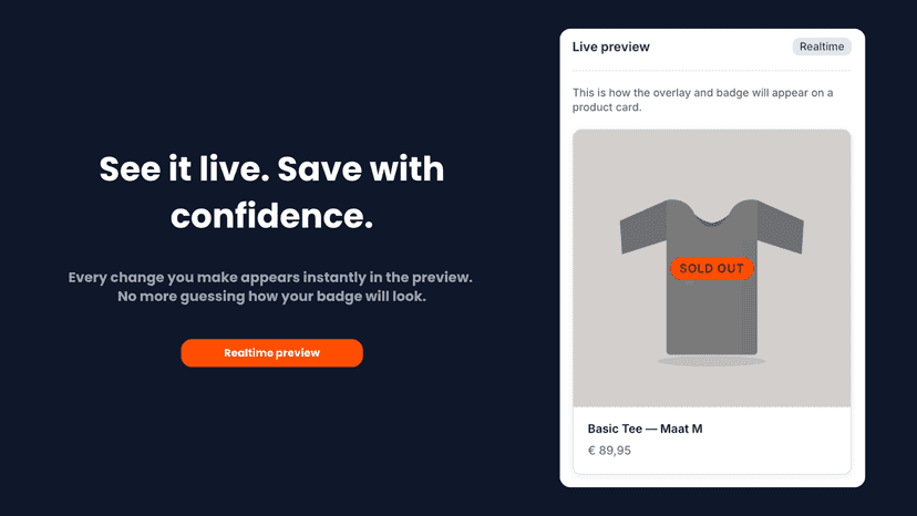 SmartStock realtime badge preview — see changes before saving