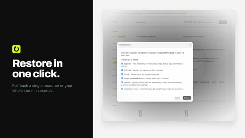 Restore backups with one click