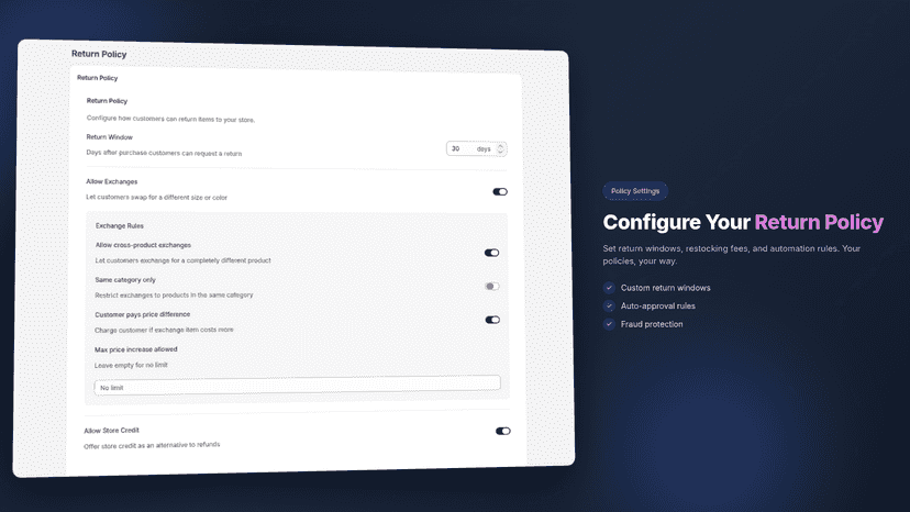 Configure your return policy