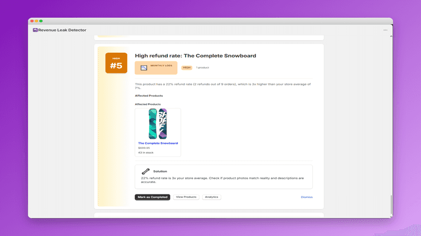 Revenue Leak Detector - High Refund Rate