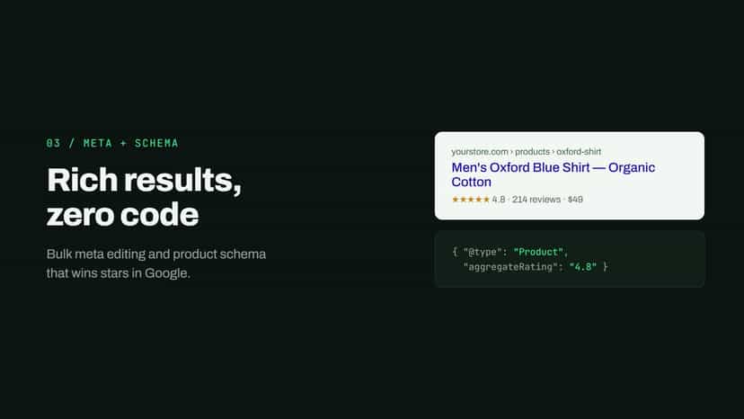Schema and meta editor creating Google rich results