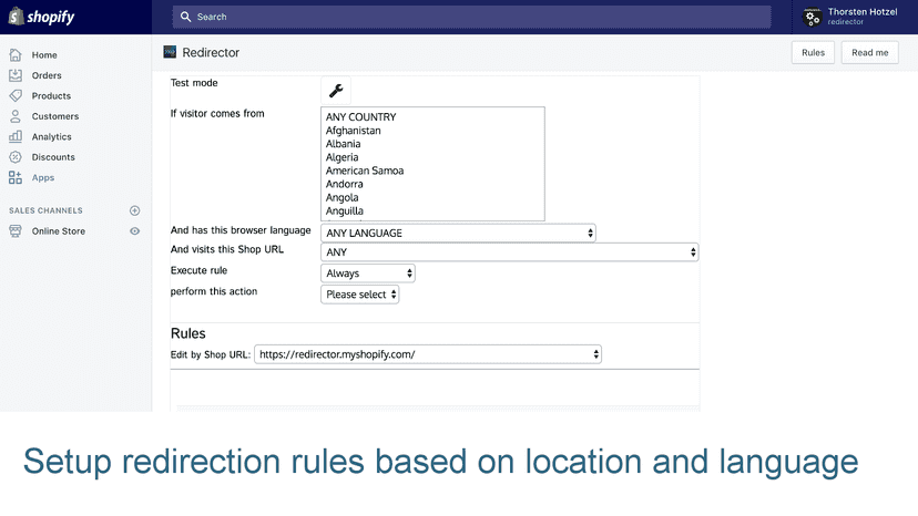 Setup rules based on location and language