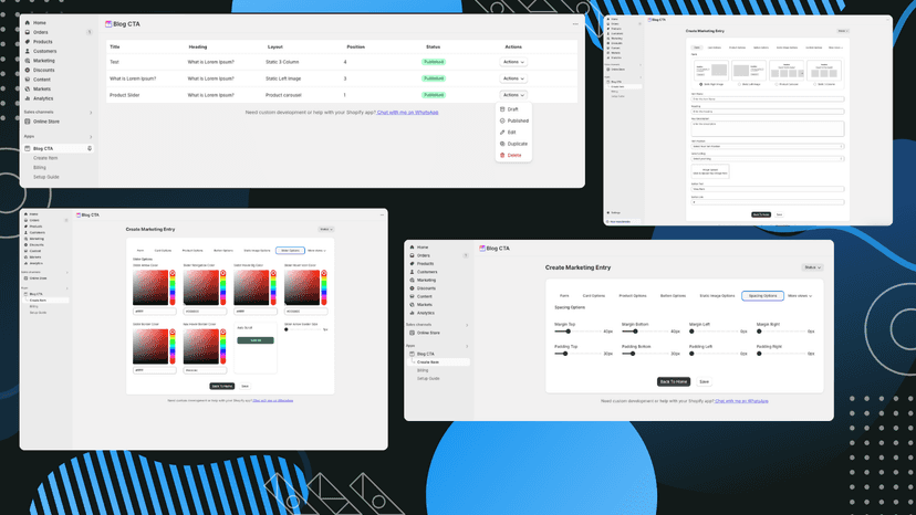 Blog CTA Backend View