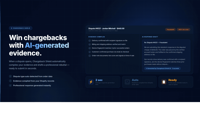 Win chargebacks with AI-generated evidence in 2 sec