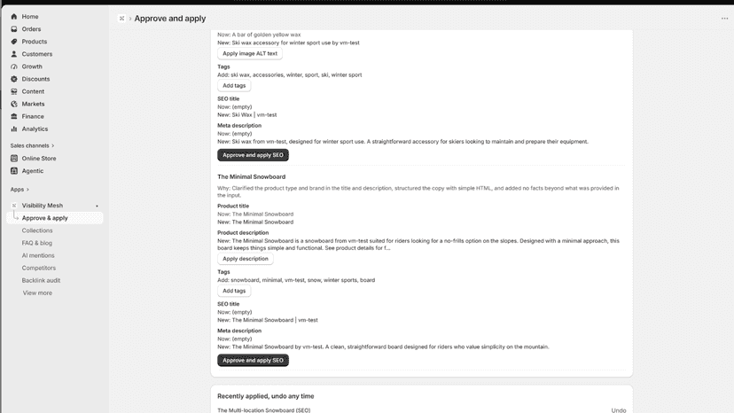 The five AI scores and ranked fixes to apply