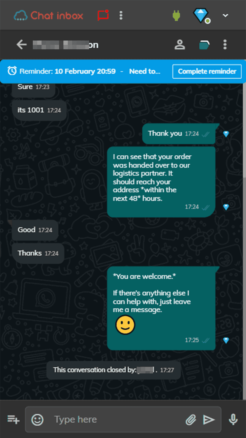 Dark mode whatsapp support chat