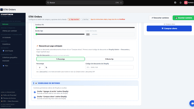 Descuento de boton