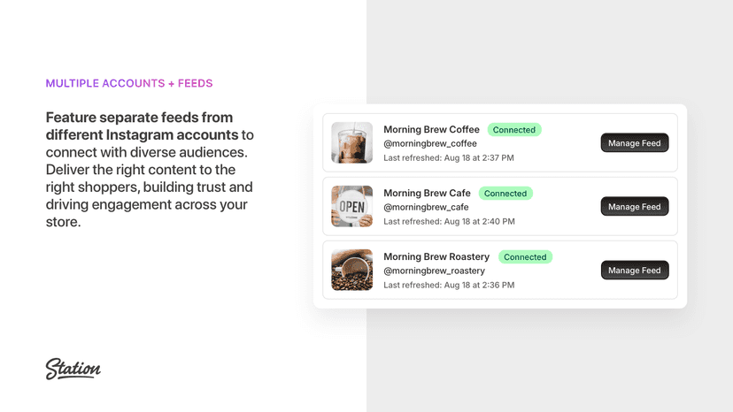 Feature separate feeds from different Instagram accounts