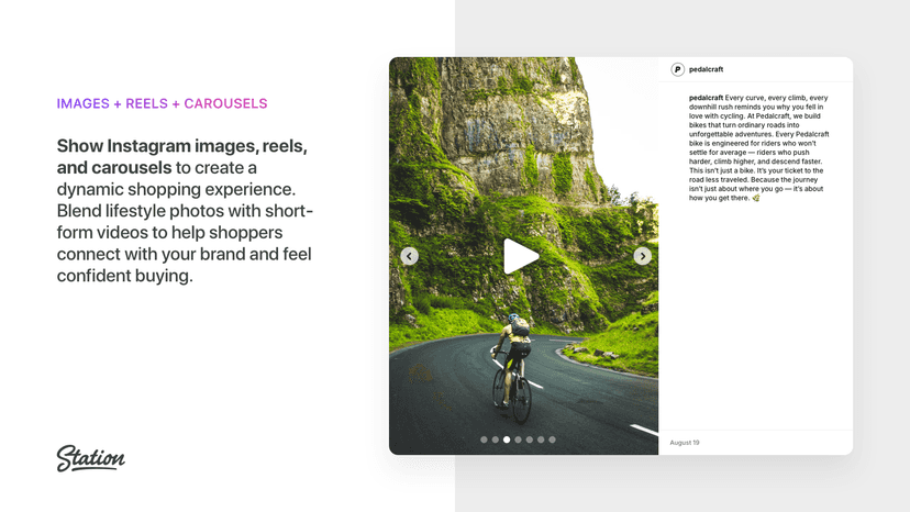 Show Instagram images, reels, and carousels