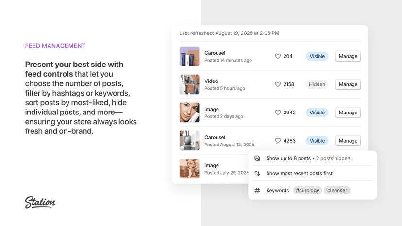 Choose the number of posts, filter by keywords, and more