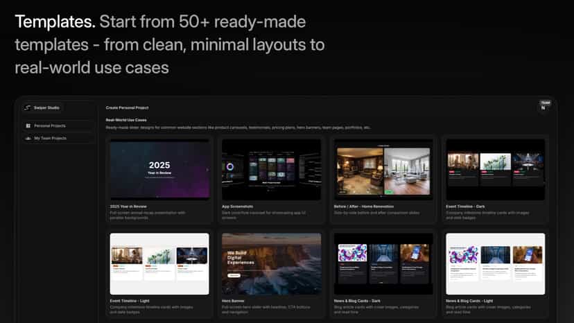 Template library with 50+ ready-made slider designs