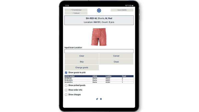 Ongoing WMS' handheld warehouse app with scanning features,