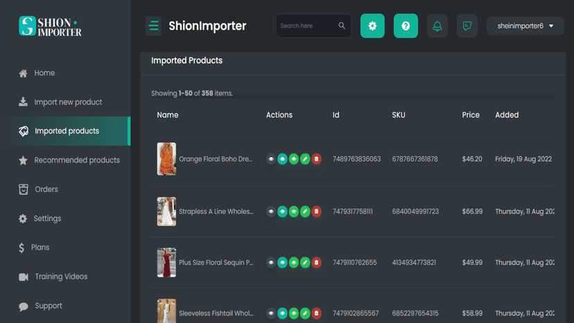 Imported products list