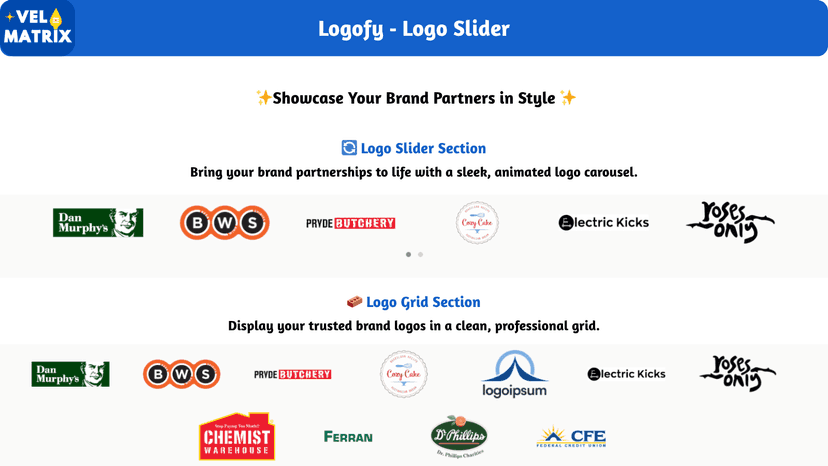 Display brand logos in professional grid and responsive slider